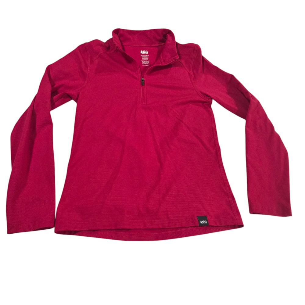 Rei Pullover Sweater Unisex Kids Red M Quarter Zip Outdoor Camping Lightweight
